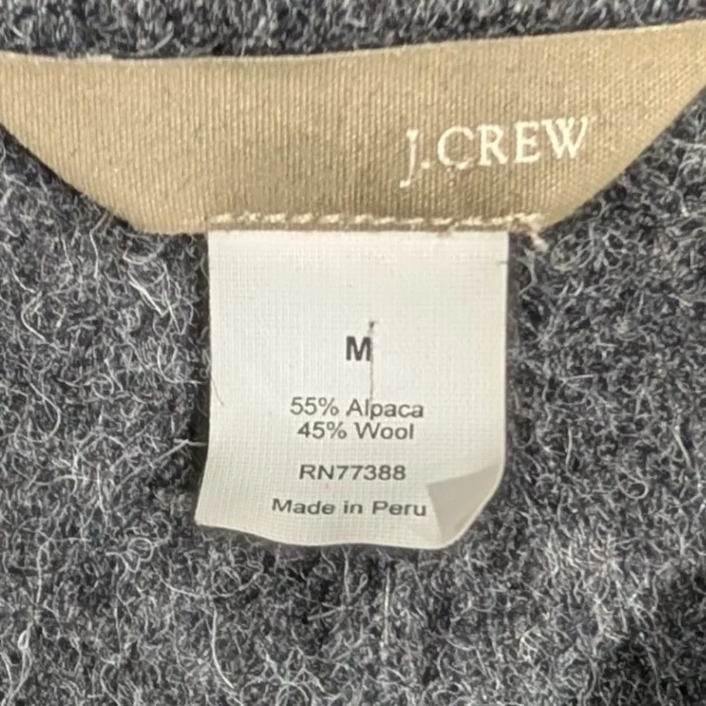 J. Crew Women's Gray Alpaca Wool Blend Sweater Fringe Mock‎ Neck Size M